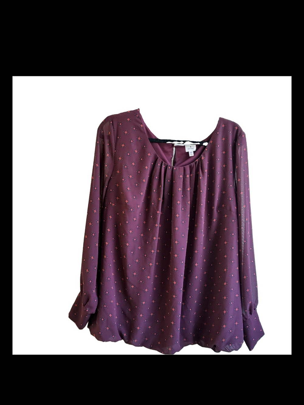 Dressbarn Women’s 3X Burgandy Blouse with Gold Buttons